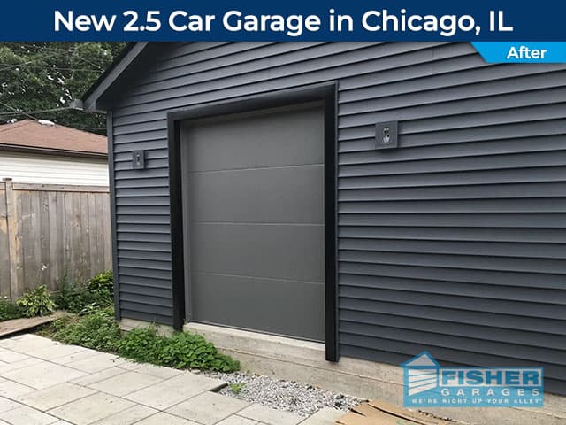 New 2.5 Car Garage in Chicago, IL - Fisher Garages